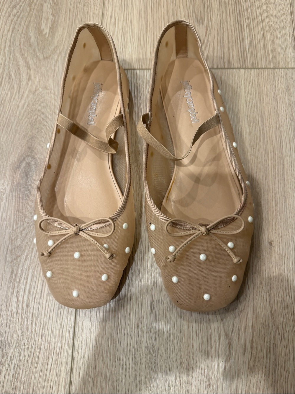 Jeffrey Campbell Pearl Mesh Ballet Flats in beige/ nude 9.5